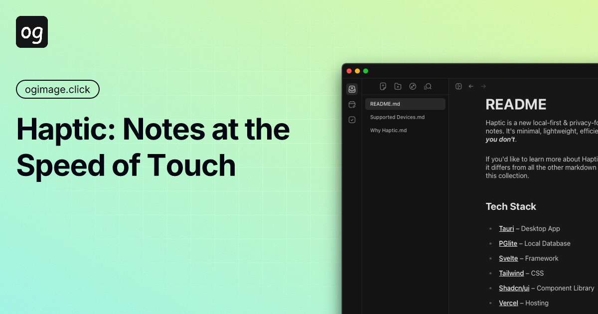 Haptic: Notes at the Speed of Touch