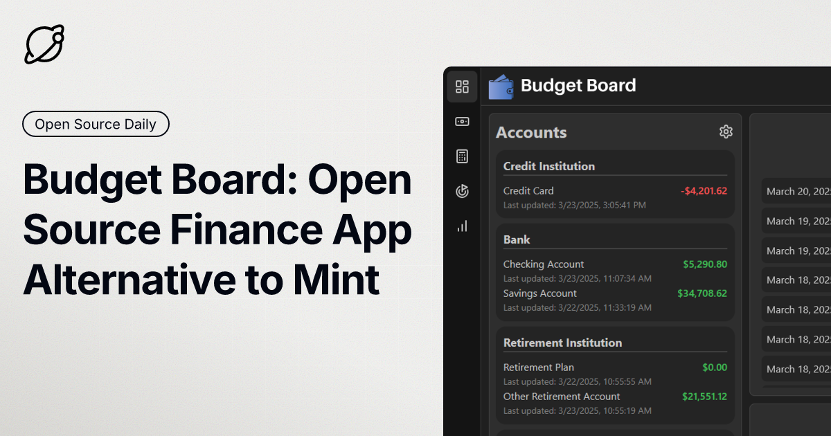 Budget Board: Open Source Finance App Alternative to Mint